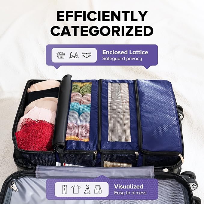 Suitcase Organizer, Travel Luggage Organizer Hanging Shelves Packing Cube Closet/Collapsible Portable Travel Organizer for Carry-on