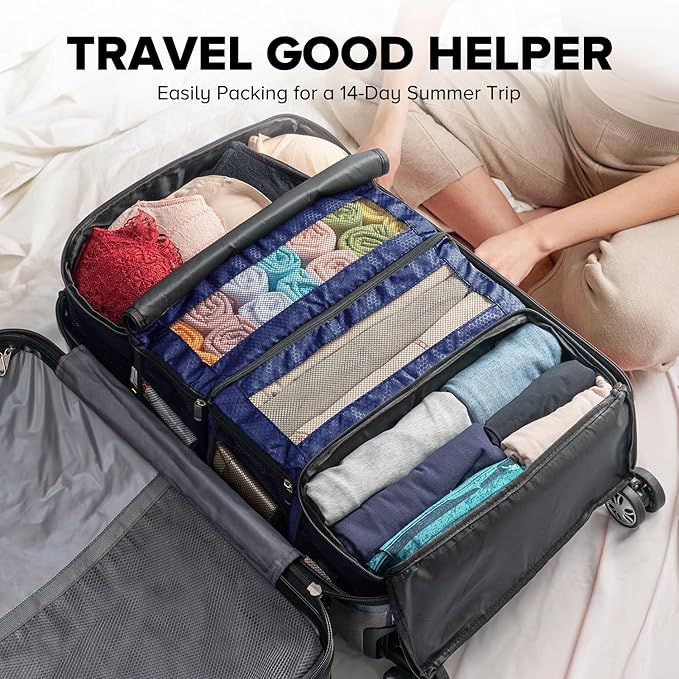 Suitcase Organizer, Travel Luggage Organizer Hanging Shelves Packing Cube Closet/Collapsible Portable Travel Organizer for Carry-on