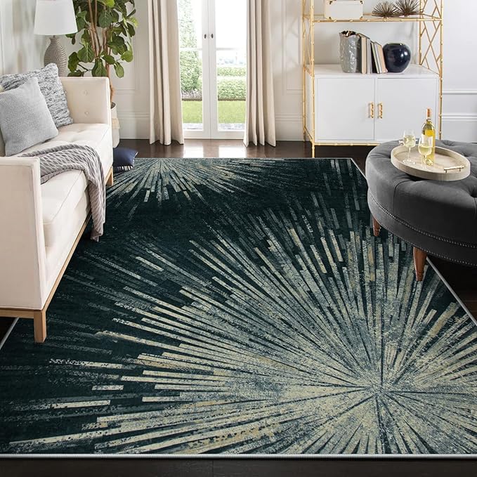 Lahome Washable 6 x 9 Area Rug, Non-Slip Stain Resistant Living Room Rugs Non-Slip Ultra-Thin Soft Bedroom Carpet, Modern Abstract Print Low-Profile Indoor Carpet for Dining Room Office