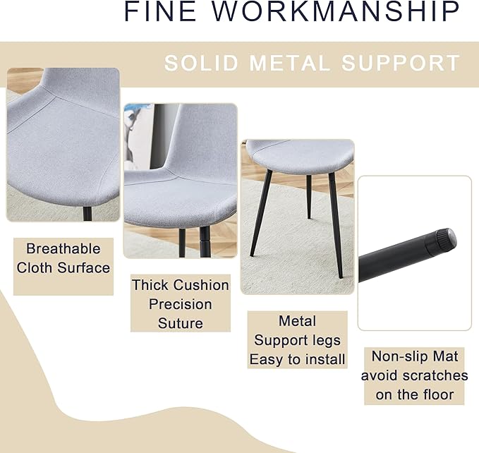 7 Piece Dining Table Set for 6, 55" Wood Kitchen Table with Upholstered Chairs, Modern 6 Chair Dinner Set for Dining Room, Kitchen