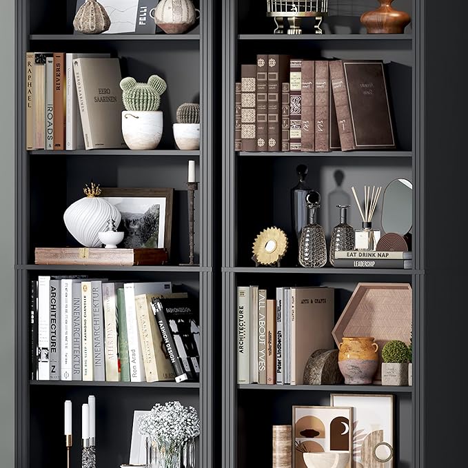 75" Tall Bookshelf, 6-Tier Floor Standing Bookcase with Adjustable Shelves, 24" Wide Open Storage Shelf, Modern Display Organizer for Home Office, Living Room, Bedroom, Study