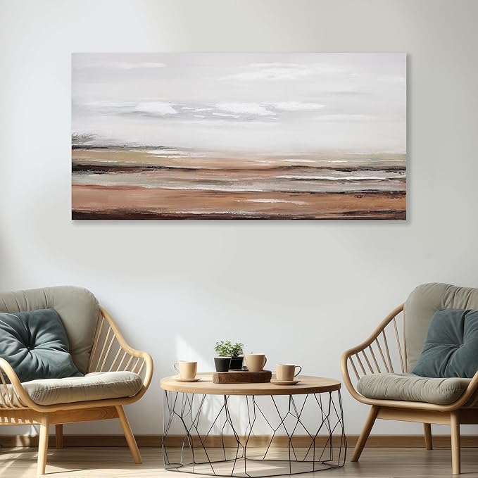 Framed Abstract Wall Art Wall Decor Modern Canvas Abstract Wall Art Brick-Red and Greyish White for Living Room Bedroom Dining Room Home Office Decor 20"x40"