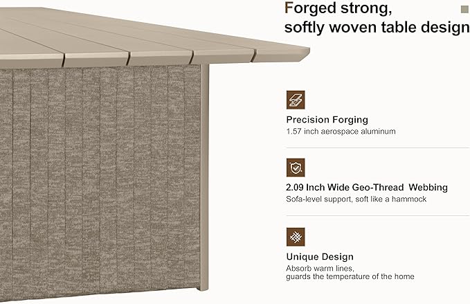 PURPLE LEAF 15 Pieces Outdoor Dining Table Set Modern Extra Large Weather-Resistant Conversation Set Pillows Included for Outdoor Garden Beige