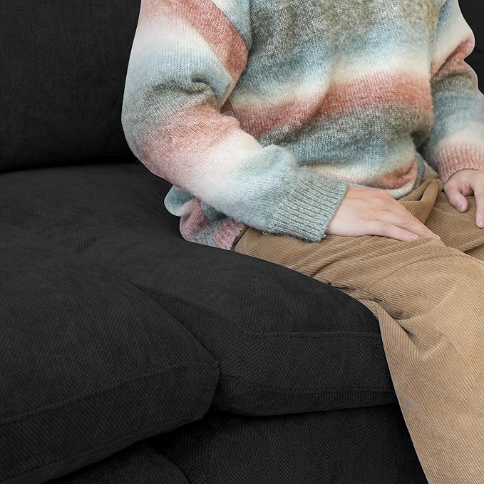 Cloud Couch Modular Sectional Sofa,160" U Shaped Couch, Convertible Wide Seater with Ottoman, 8 Seater for Living Room Set,Covers Washable&Replaceable,Black