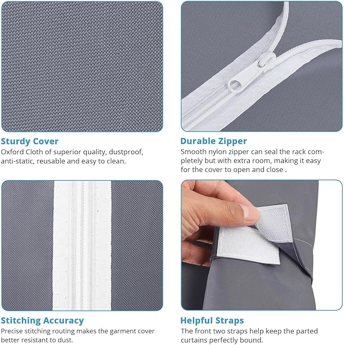 VIPEK V30C Clothes Rack with Cover, Heavy Duty Garment Rack with Oxford Fabric Cover, Portable Closet with Adjustable Shelves & Hang Rods, Freestanding Wardrobe Metal Closet Rack for Hanging Clothes