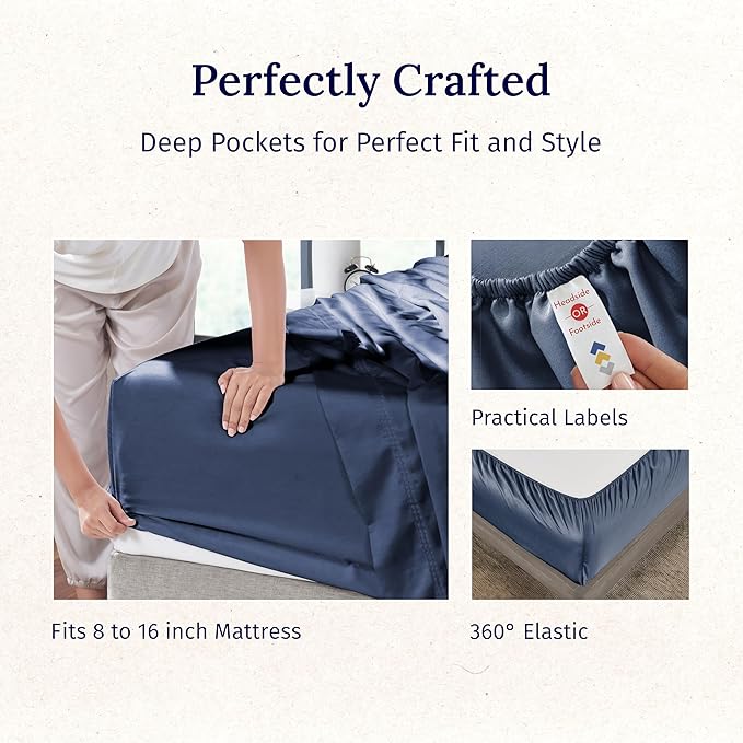 California Design Den - Luxury Full Size Sheet Set - 100% Cotton, 600 Thread Count Deep Pocket Full Size Bed Sheets, Hotel-Quality Cooling Sheets with Sateen Weave - Royal Navy Blue