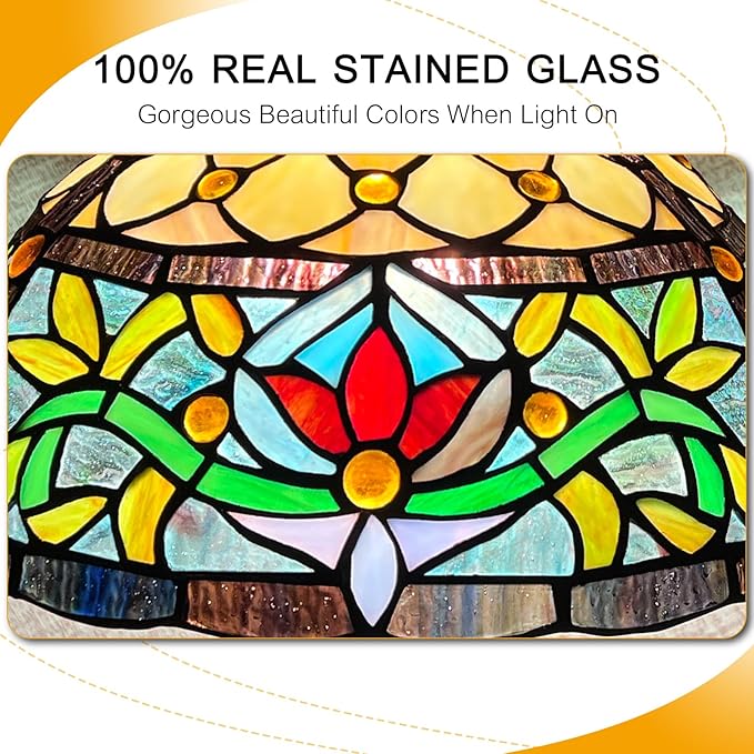 Capulina Tiffany Lamp Stained Glass Floor Lamp Arched Gooseneck Adjustable Angle Rome Victorian Tiffany Style Floor Lamp for Living Room Bedroom Home Office