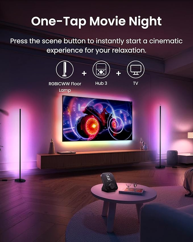 SwitchBot Smart RGBICWW App-Controlled Floor Lamp with Matter, Warm & Cool White, Alexa-Compatible Lamp, Works with Apple Home, Google Home – 1200lm Music Sync, Lamp for Living Room for Bedroom