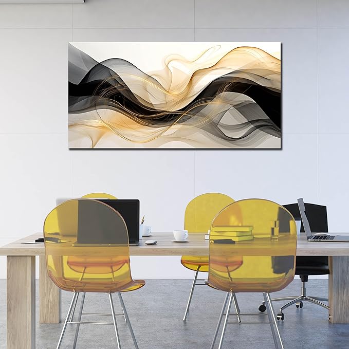 AOZEMI Abstract Wall Art Black White Canvas Art Gold Pictures Wall Decor Prints Artwork for Bedroom Living Room Home Office Kitchen 29x59