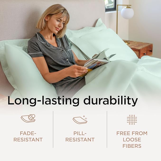 Threadmill King Size Sheets | 600 Thread Count King Bed Sheets Set for King Mattress 16” Deep Pocket | Sateen Weave 4-Piece Bedding Set with Cooling Effect | Seaglass