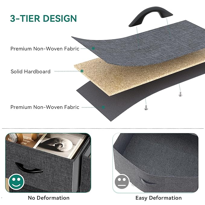 YITAHOME 8 Drawers Fabric Dresser - Storage Tower Unit Organizer Unit for Living Room & Closets - Sturdy Steel Frame & Easy Pull Fabric Bins