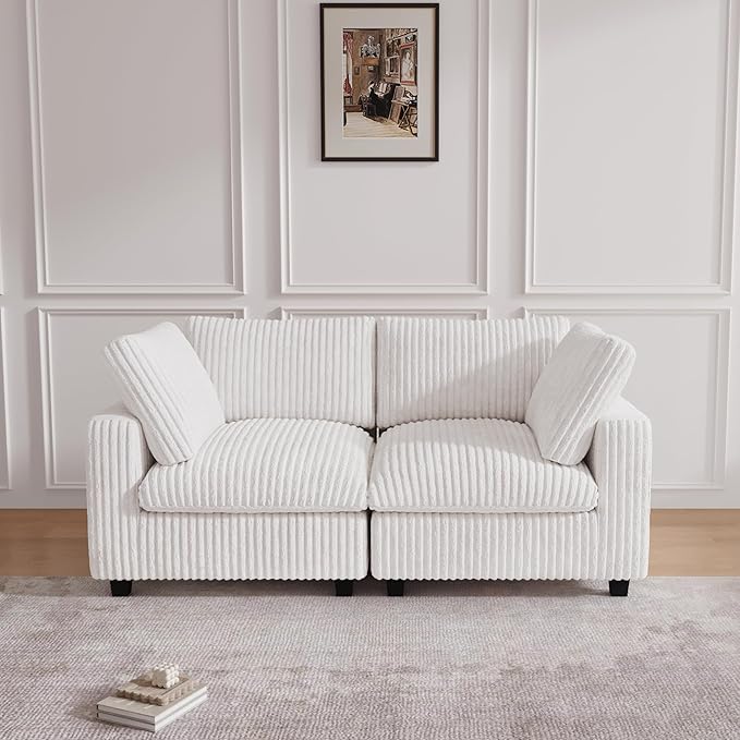 JACH 78" Deep Seat Sectional Couches, Convertable Sleeper Sofa for Living Room, Love Seat Couch, Sofa Covers Washable, Modular Sectional Sofas for Living Room, Apartment, Beige