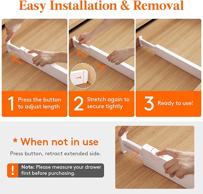 Lifewit 8 Pack Kitchen Drawer Dividers 2.36" High, 11"-17" Adjustable Drawer Organizer for Utensils/Clothes/Makeup, Plastic Expandable Separators in Dresser/Bedroom/Bathroom/Office Storage