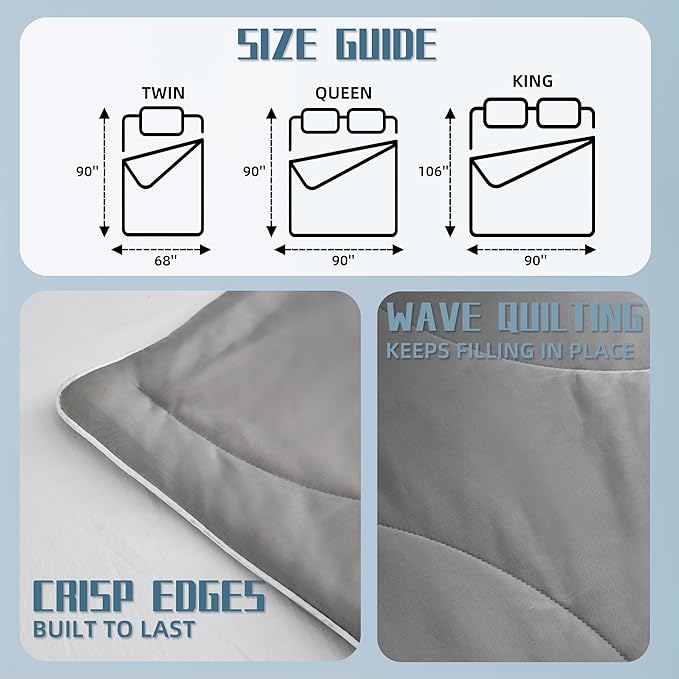DOWNCOOL Cooling Comforter, Grey Cooling Blanket Queen Size, Cooling Duvet for Hot Sleeper, Breathable Summer Quilt, Lightweight Soft Q-Max>0.4 Arc-Chill Cool Comforter,90"X90"