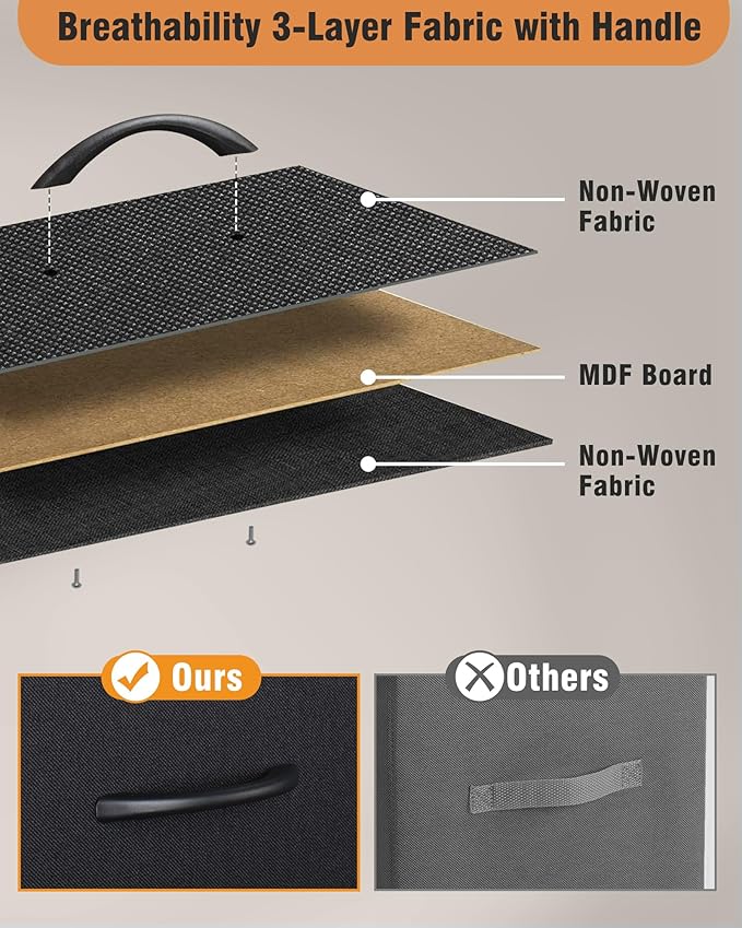 Dresser for Bedroom, Fabric Tall Dresser & Chests of Drawers with 5 Drawers, Vertical Organizer Storage Tower Unit for Bedroom, Hallway, Entryway White