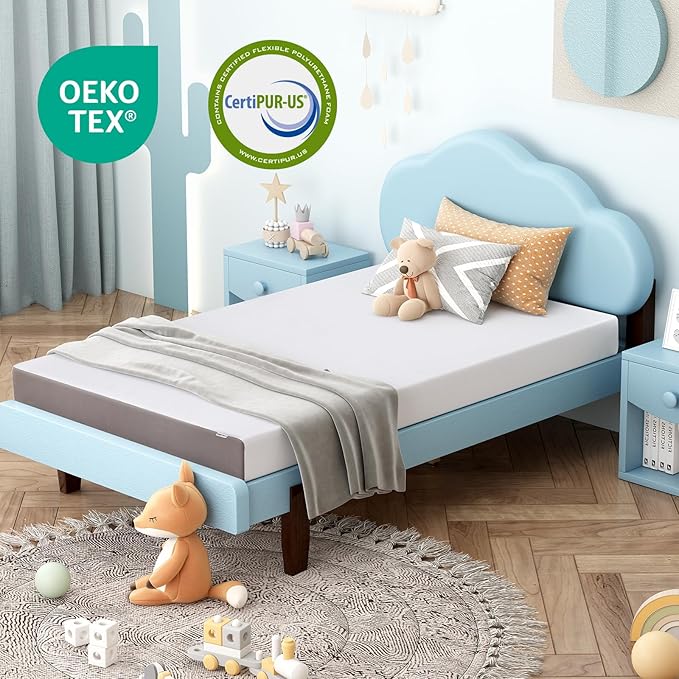 Amazon Basics Memory Foam Mattress, Soft Plush Feel, 6 Inch, Full, White/Grey