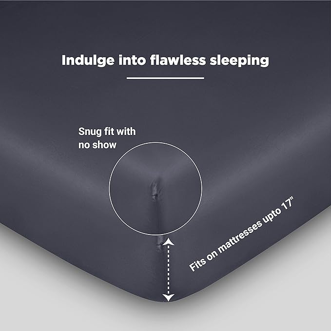 FABDREAMS 100% Organic Cotton Full Sheet Set | 400 Thread Count| Luxury Hotel Collection| GOTS Certified Premium Long Staple Cotton|Elasticised 17" Deep Pockets|Smoother than Egyptian Cotton|Dark Gray