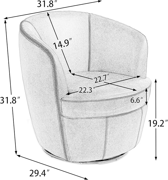 Swivel Barrel Chair, Modern Round PU Leather Accent Armchair for Living Room, Bedroom, Comfy Club Reading Chairs for Adults (Leather Chocolate, Set of 1)