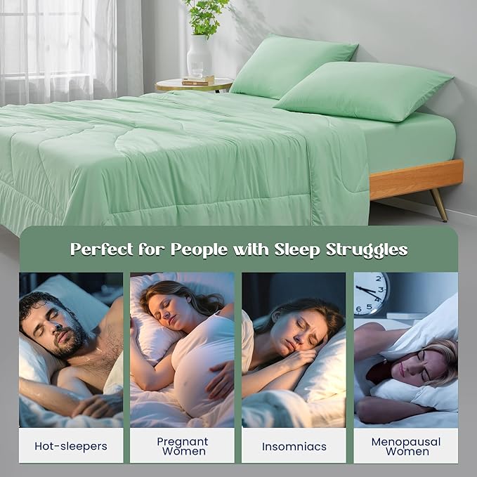 Dream Valley Outlast® King Cooling Comforter, NASA-Grade Instant Cooling Blanket for Hot Sleepers, Luxurious Comforter for All Season, Mint Macaron, 106"x90"