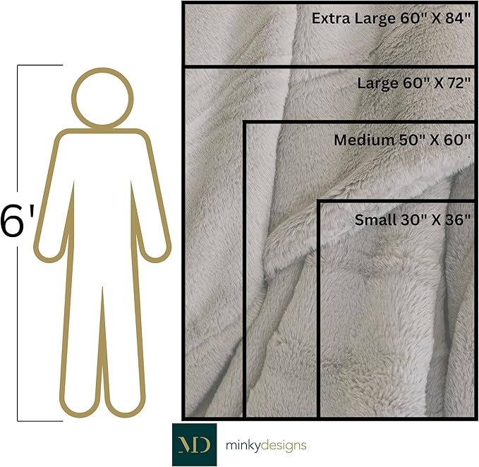 Minky Designs Copper Minky Blanket – Ultra Soft Faux Fur Throw Blanket for Couch, Bed & Home – Fluffy, Warm & Luxurious – Chic Collection (X-Large, 60x84)