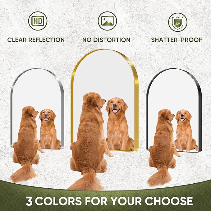 Suidia 26" x 38" Bathroom Mirror, Bathroom Vanity Mirror Metal Framed, Wall-Mounted Mirrors for Bedroom, Living Room, Entryway, Hallway, Gold, Arch Style