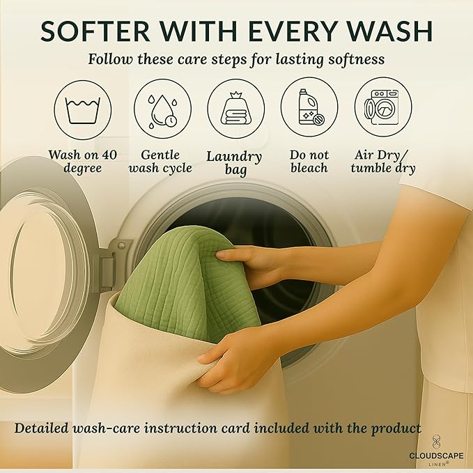 Cloud Scape Linen 100% 8 Layer Cotton Muslin Blanket King Size for Adult, Lightweight & Breathable, All Season Oversized Blanket for Bed, fits California King, 92x108, Seafoam Green