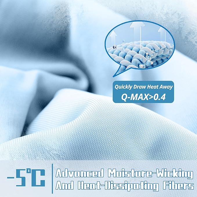 DOWNCOOL Cooling Comforter, Blue Cooling Blanket Twin Size, Cooling Duvet for Hot Sleeper, Breathable Summer Quilt, Lightweight Soft Q-Max>0.4 Arc-Chill Cool Comforter,68"X90"