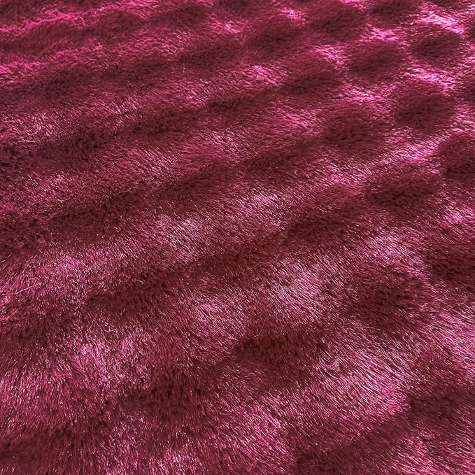 Wine Red Rabbit Plush Area Rug for Bedroom Living Room Sofa,6'X9' Faux Fur Fluffy Shaggy Rectangular Square Rug for Kids Teen Girls Room,Furry Carpet Rug for Nursery Baby Room Decor for Teenage