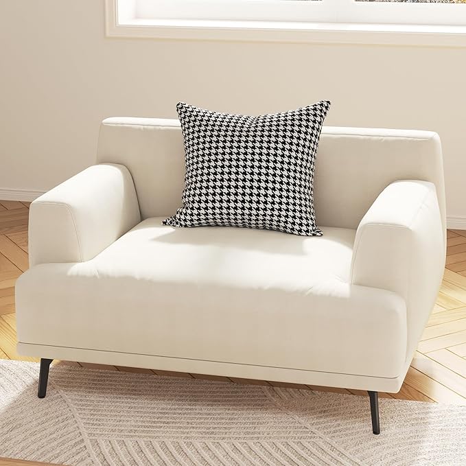 1-Seater Living Room Sofa - Modern Leisure Modular Sofa with Wooden Frame and Metal Legs, Soft Cotton-Linen Fabric, Easy to Install, Suitable for Office, Apartment, and Living Room, Grey, 41.3"