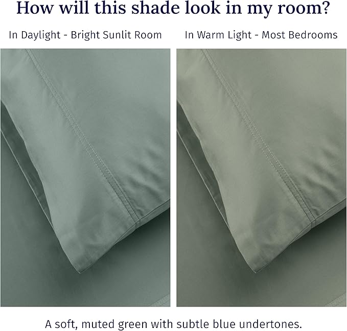 California Design Den Luxury Twin Sheet Set - 100% Cotton, 600 Thread Count Deep Pocket Twin Sheets, Soft Hotel-Quality Bedding with Sateen Weave (Sage Green - Cool Tone)