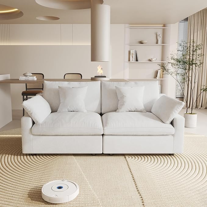 Cloud Couch Modular Sectional Sofa,82.68" Oversized LoveSofa, Down Filled Convertible Wide Seater for Living Room Set, Covers Washable&Replaceable,White