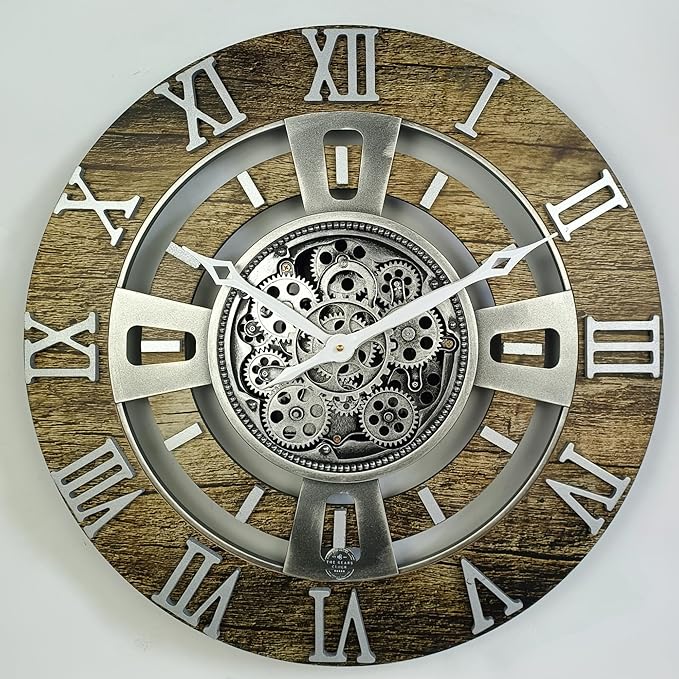 The Gears Clock Real Moving Gear Wall Clock England Line (Gold Antique, 24 inches (60 cm))