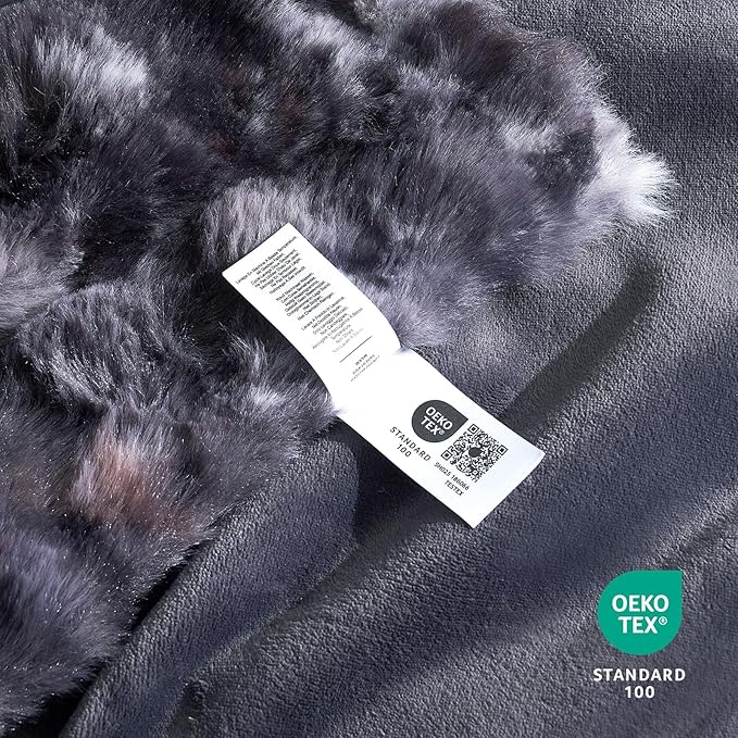 Cozy Bliss Faux Fur Throw Blanket for Couch, Fuzzy Soft Plush Thick Bubble Blanket for Sofa Bedroom Living Room,50 * 60 Inches Tie Dye Black