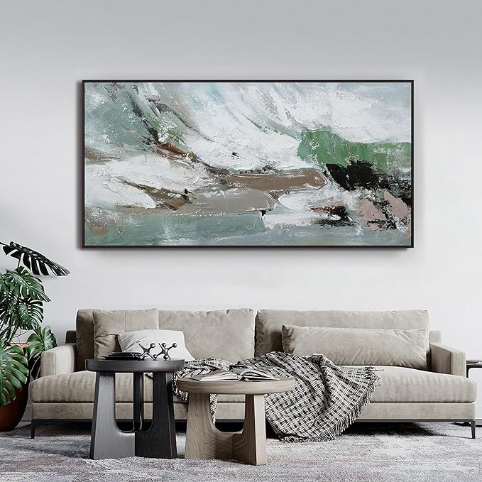 KUPTEU Canvas Oversized Wall Art Decor Large Wall Art For Living Room Framed Green Abstract Wall Art Prints Abstract Canvas Art Wall Decor Artwork For Walls Bedroom Office Aesthetic Decor 29"x58"