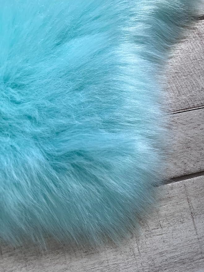 Free Shape Luxury Soft Fluffy Shag Area Rug Single Quarto 4 Pelts 4'x6',120x180 cm - Vegan Fur Ultra Soft Indoor Carpet Nursery Rugs for Bedroom Home Decor, Blue