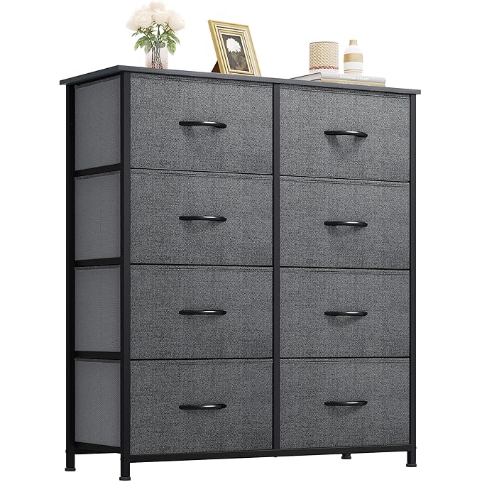 YITAHOME 8 Drawers Fabric Dresser - Storage Tower Unit Organizer Unit for Living Room & Closets - Sturdy Steel Frame & Easy Pull Fabric Bins