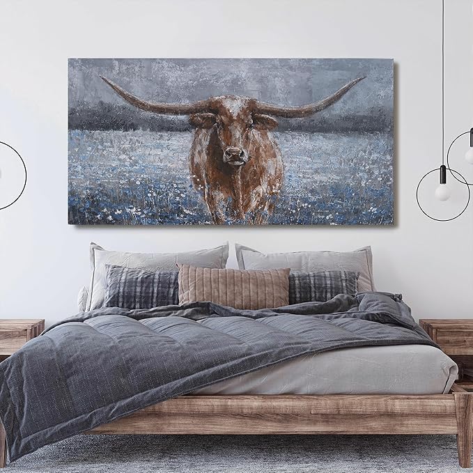 Canvas Wall Art Decor Large Canvas Wall Art For Living Room Highland Cow Wall Art Decor Artwork Oversized Wall Art Prints Wall Decorations for Bedroom Office Kitchen Home Wall Decor 30" x 60"