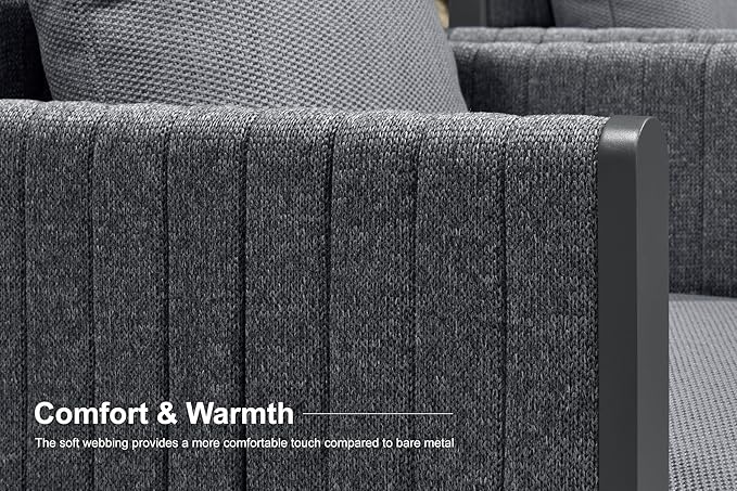 PURPLE LEAF 11 Pieces Outdoor Patio Dining Set Modern Extra Large Weather-Resistant Table and Aluminum Chairs with Olefin Fabric Cushions for Family Dinners Indoor Decor Kitchen Grey