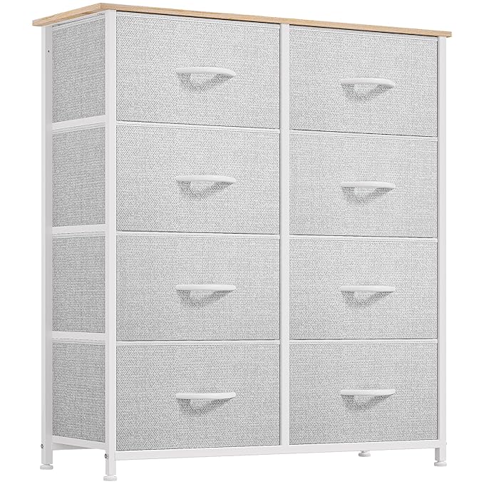 YITAHOME Dresser for Bedroom, Fabric 8 Drawers, Tall Dresser with Fabric Bins, Storage Tower Unit, Chest of Drawers for Living Room, Hallway, Closets