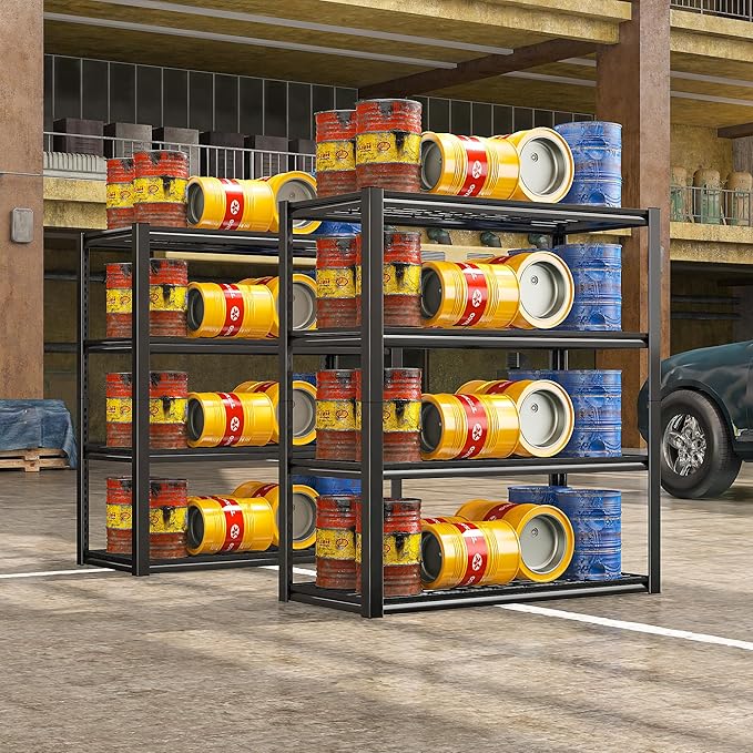 REIBII 40" W Garage Shelving 2240 LBS Storage Shelves Adjustable Metal Shelving Heavy Duty 4 Tier Metal Shelves for Garage Kitchen Pantry Warehouse Basement 40" W × 19.5" D × 59.5" H, 2 Pack