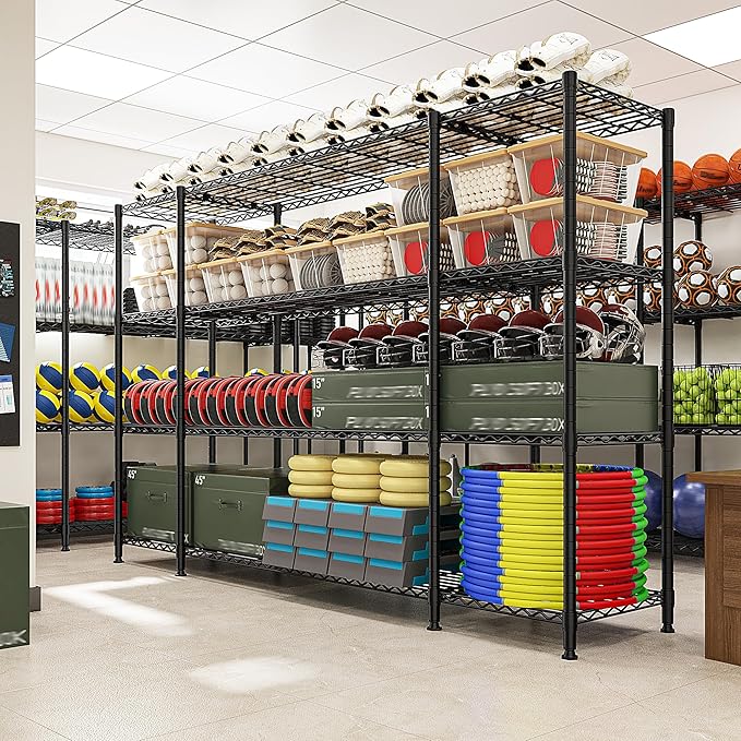 REIBII 78.4''W Storage Shelves Wire Shelving Unit Load 1500LBS,4 Tier Metal Shelving with Adjustable Metal Shelf Wire Rack for Pantry Shelves Commercial Shelving Kitchen Garage 78.4''Wx11.8''Dx59''H