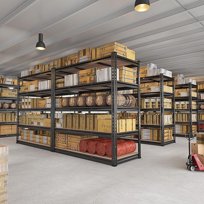 REIBII 48" W Garage Shelving Heavy Duty 3020LBS Storage Shelves 5 Tier Heavy Duty Shelving Adjustable Garage Shelves for Basement, Warehouse, Commercial, Easy Assemble, 48" W x 72" H x 24" D