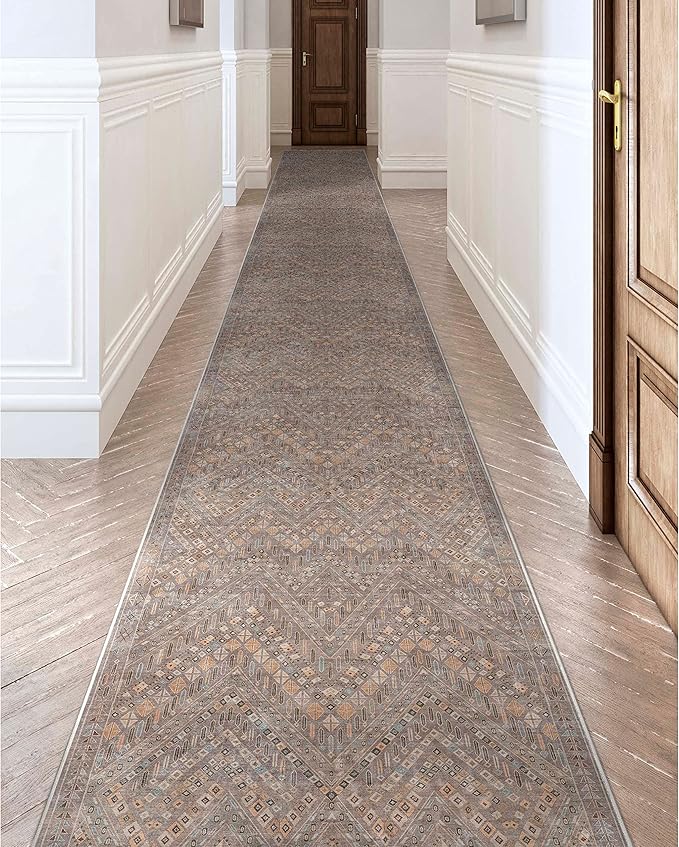 Well Woven Custom Size Hallway Stair Runner - Choose Your Length - Anya Flatweave Tribal Oriental Grey 31 Inches Wide x 12 Feet Long Runner (31" x 12')