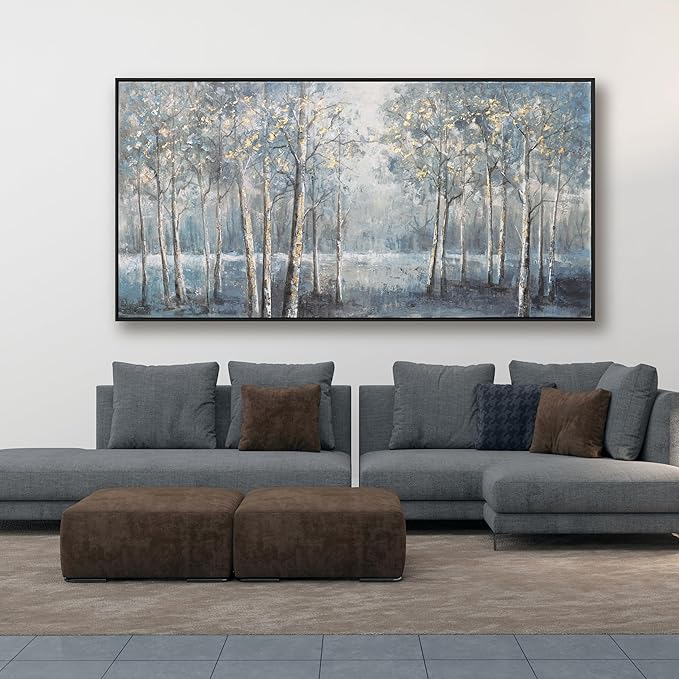 Wall Art Decor Large Maximalist Home Decor Wall Art Canvas Prints Framed Pictures Dark color system Forest Landscape Paintings for Room Wall Bedroom Office Decor 29"×58"