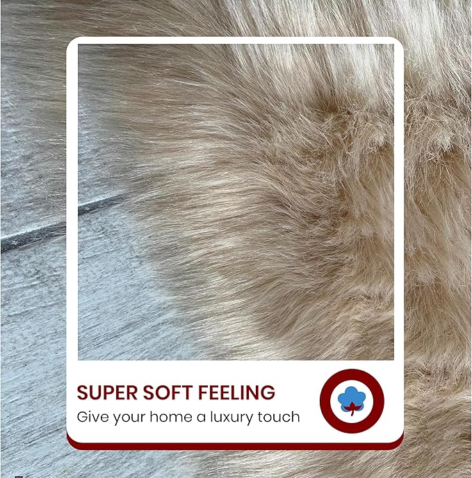 Free Shape Luxury Soft Fluffy Shag Area Rug Single 2’x3’, 60x90cm - Vegan Fur Ultra Soft Indoor Carpet Nursery Rugs for Bedroom Home Decor, Camel