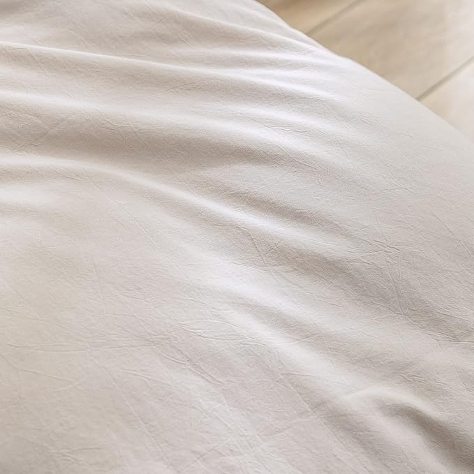 BESTOUCH Duvet Cover Set 100% Washed Cotton Linen Feel Super Soft Comfortable Chic Lightweight 2 PCs Home Bedding Set Solid Linen Grey Twin/Twin XL