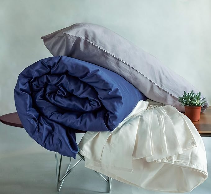 FABDREAMS 100% Organic Cotton California King Sheet Set| 400 Thread Count|Luxury Hotel Collection|GOTS Certified Long Staple Cotton|Elasticised 17" Deep Pockets|Smoother than Egyptian Cotton|Dark Blue