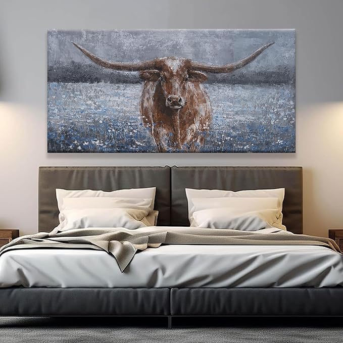 Canvas Wall Art Decor Large Canvas Wall Art For Living Room Highland Cow Wall Art Decor Artwork Oversized Wall Art Prints Wall Decorations for Bedroom Office Kitchen Home Wall Decor 30" x 60"