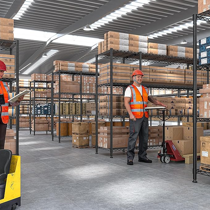 REIBII 78.4''W Storage Shelves Wire Shelving Unit Load 1500LBS,4 Tier Metal Shelving with Adjustable Metal Shelf Wire Rack for Pantry Shelves Commercial Shelving Kitchen Garage 78.4''Wx11.8''Dx59''H