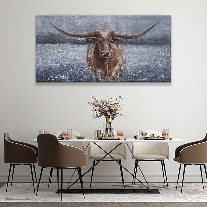 Canvas Wall Art Decor Large Canvas Wall Art For Living Room Highland Cow Wall Art Decor Artwork Oversized Wall Art Prints Wall Decorations for Bedroom Office Kitchen Home Wall Decor 30" x 60"